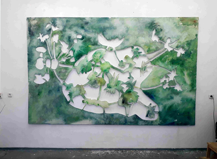 Großer Lotus Scherenschnitt